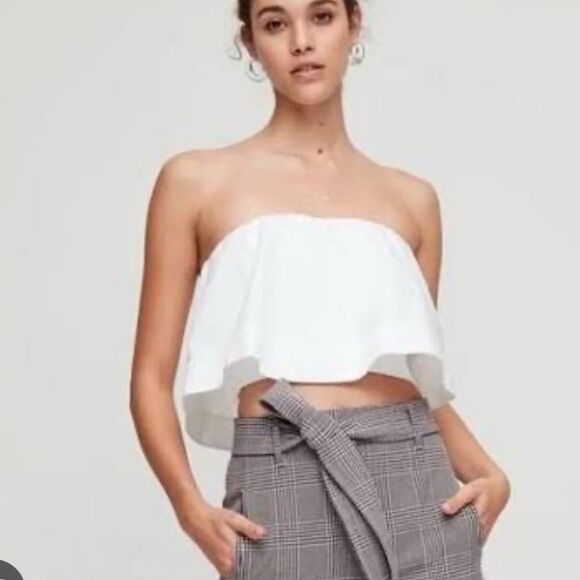 NWT Aritzia Wilfred Bonaventure Red Bouncy Tube Strapless Crop Top- Size Small - Picture 3 of 10